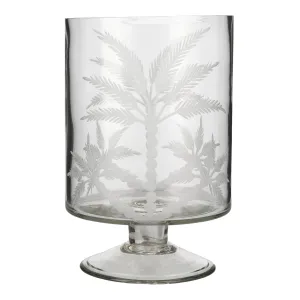 Glass Palm Hurricane Lamp