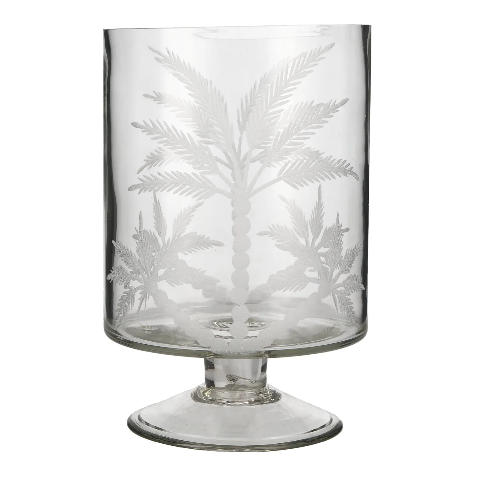 Glass Palm Hurricane Lamp