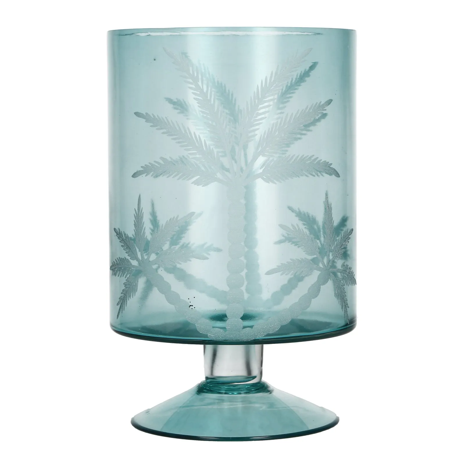 Glass Palm Hurricane Lamp