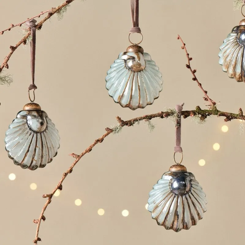 Gold and Cream Shell Baubles - Set of Four