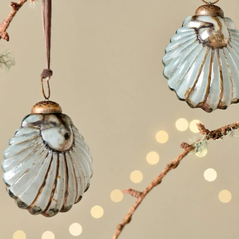 Gold and Cream Shell Baubles - Set of Four