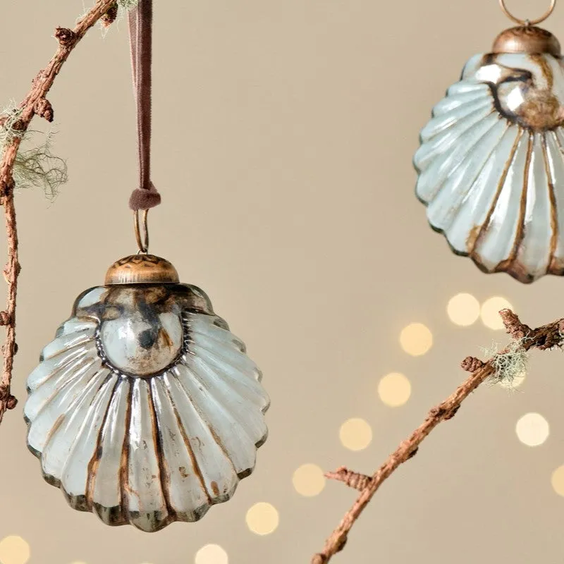 Gold and Cream Shell Baubles - Set of Four