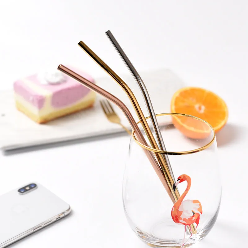 Gold Drinking Straws - Set of 3