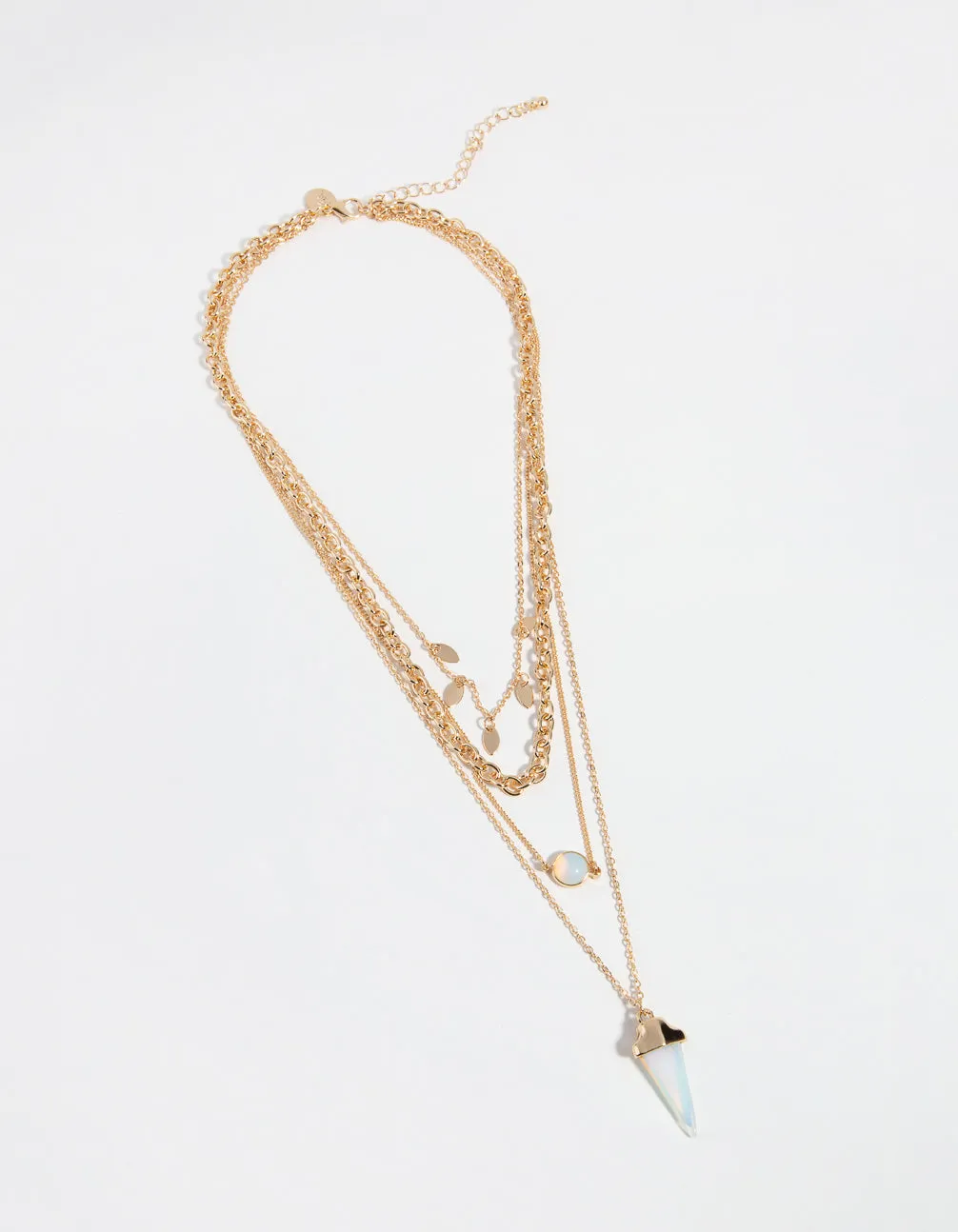 Gold Stone Layer Pendant Necklace