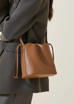 Grain Leather Small Bucket Bag