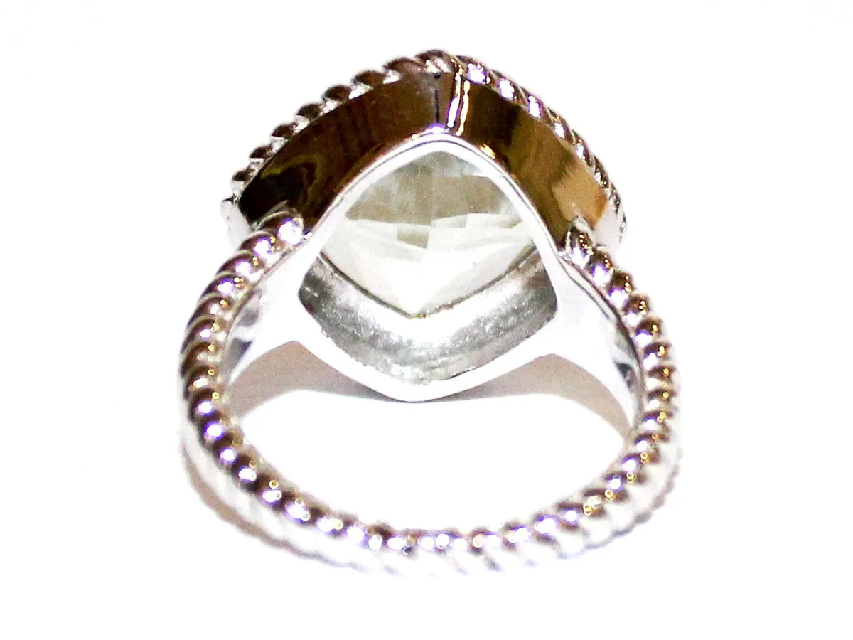 Green Amethyst Rope Silver Ring