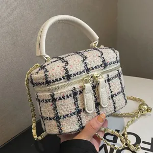 Ivory Tweed Plaid Purse