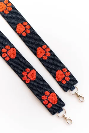 Keep Your Paws On The Ball Beaded Purse Strap, Navy Orange