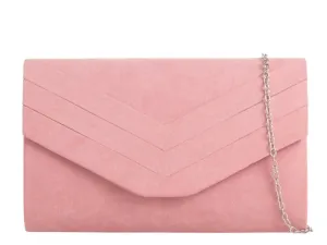 Koko L809 Blush Faux Suede Clutch Bag