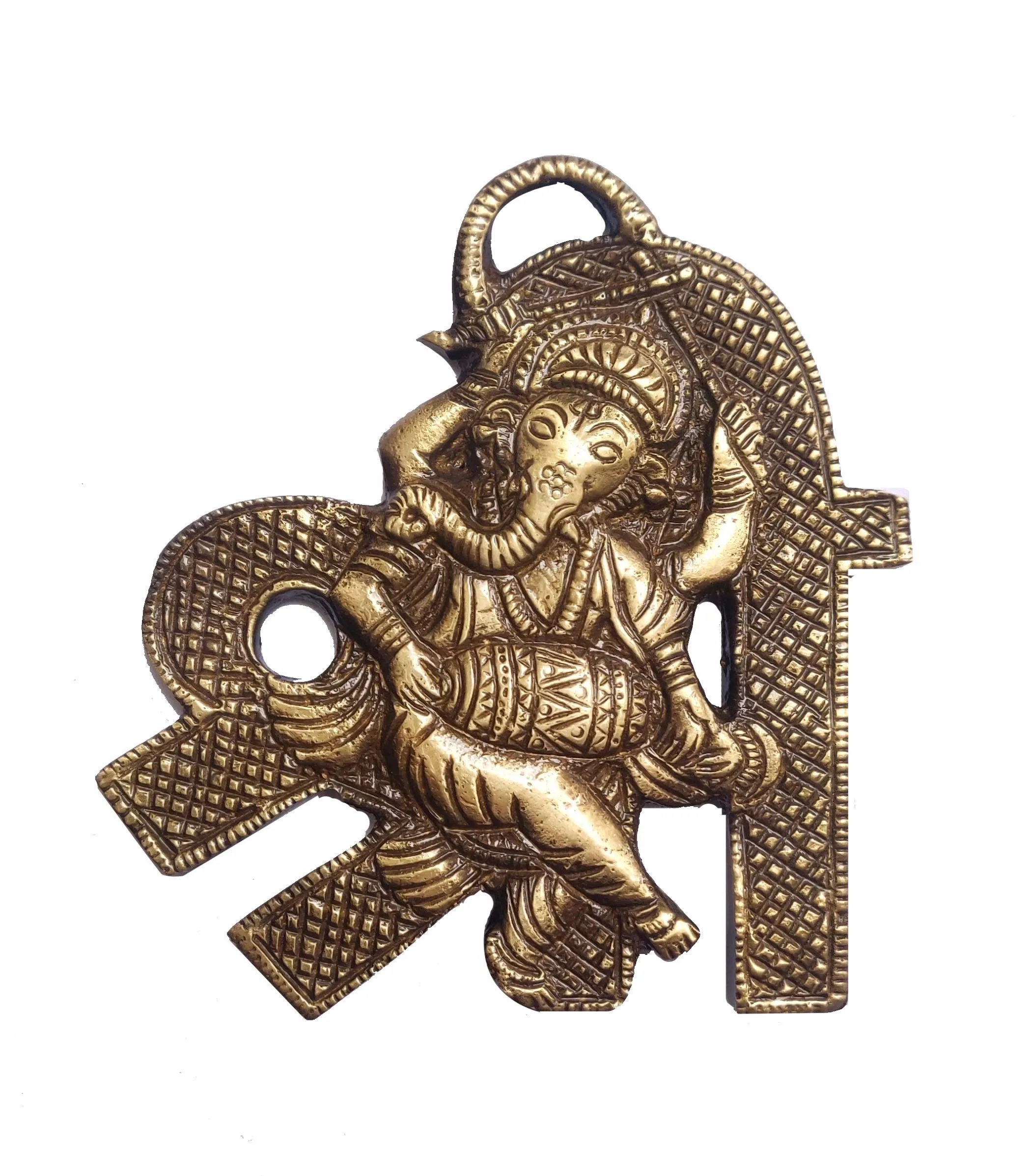 Kratidecor Shri Ganesha Antique Brass Wall Hanging Decorative Showpiece