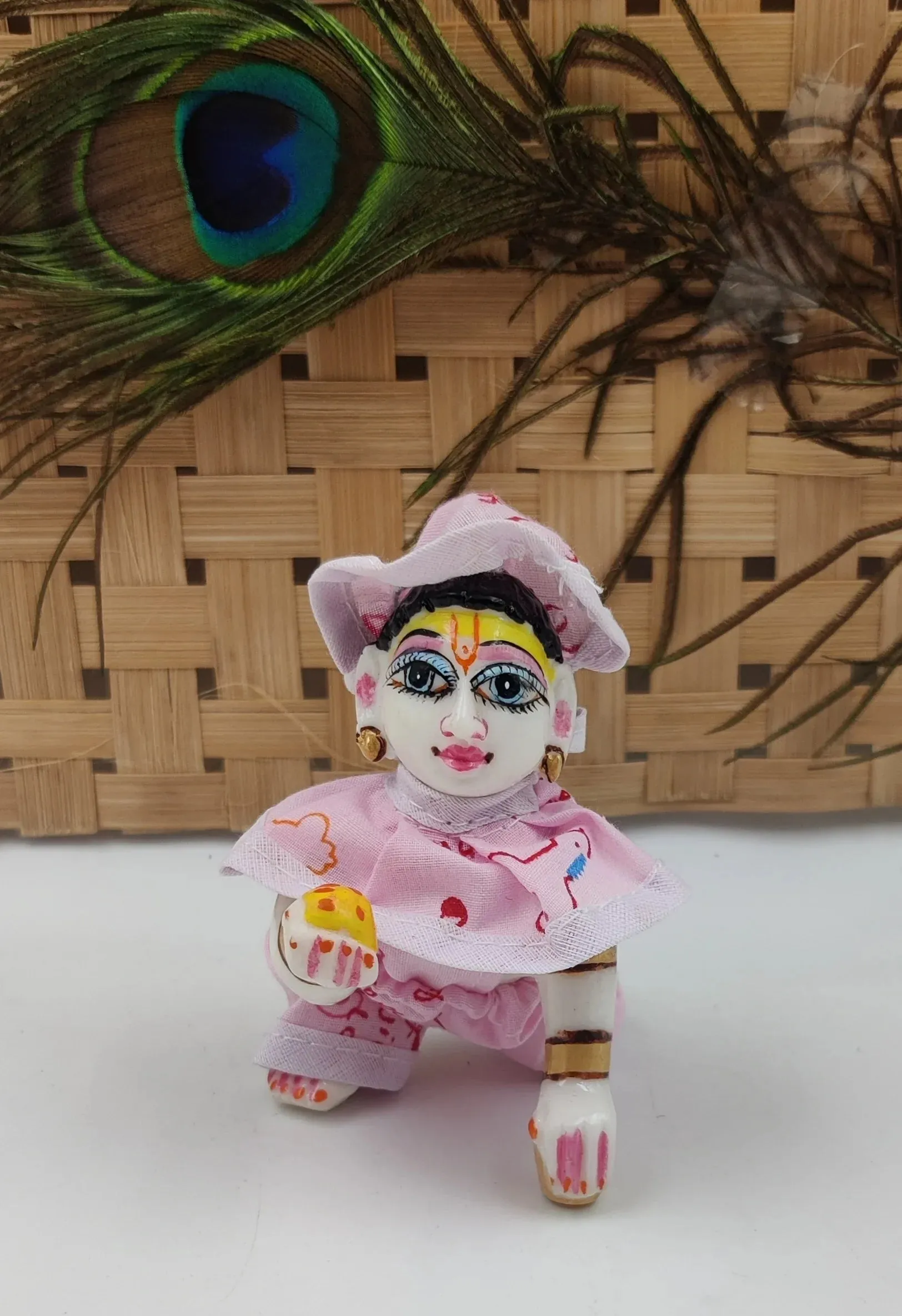 Laddu gopal neck frill night suit with cap for summer pack of 4 (RANDOM PRINT AND COLOUR)