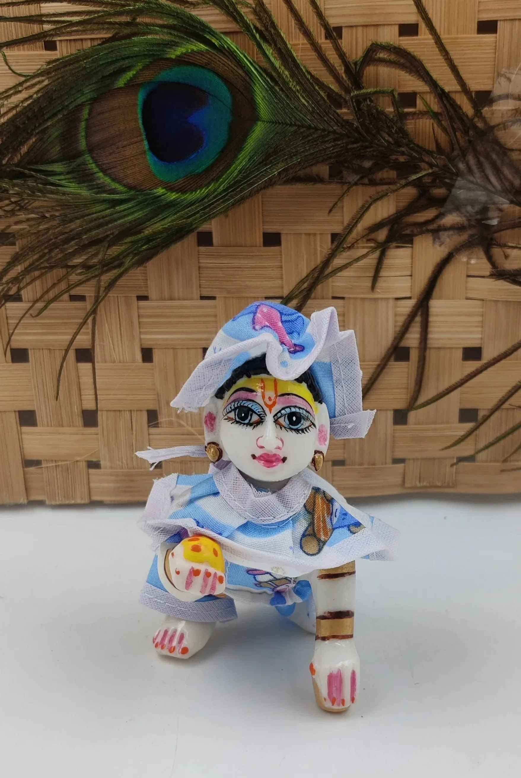 Laddu gopal neck frill night suit with cap for summer pack of 4 (RANDOM PRINT AND COLOUR)