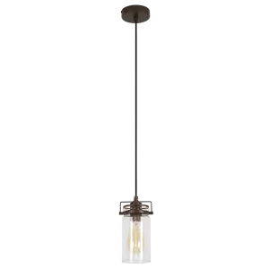 Linden 1 Light Antique Brown Pendant with Clear Glass