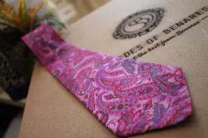 Luxurious Banarasi Silk Tie In Pink