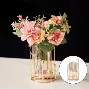 Luxurious Gold Metal and Glass Designer Vase