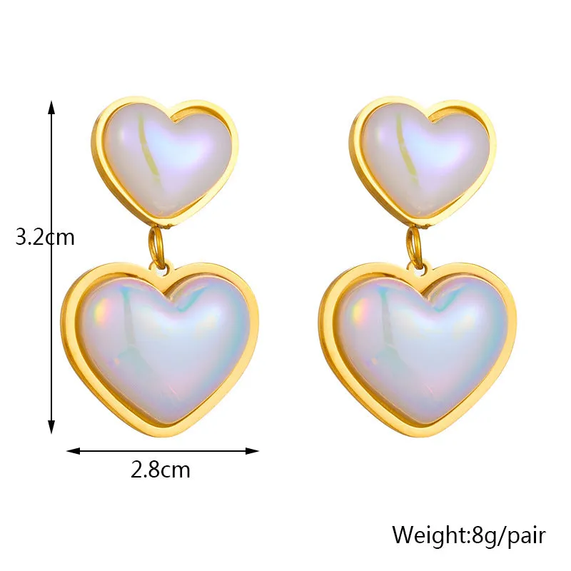 Luxurious Heart Titanium Steel Electroplating Earrings