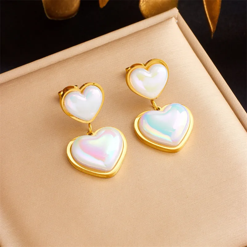 Luxurious Heart Titanium Steel Electroplating Earrings