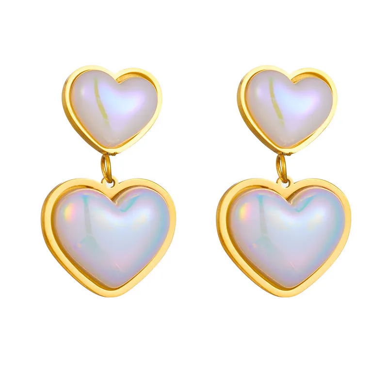 Luxurious Heart Titanium Steel Electroplating Earrings