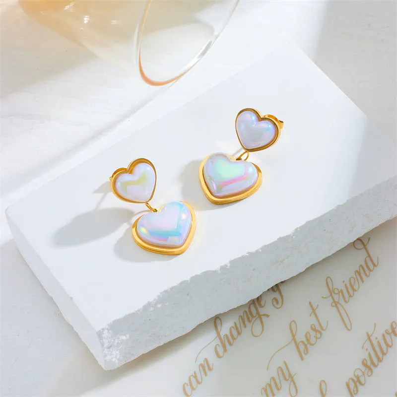 Luxurious Heart Titanium Steel Electroplating Earrings