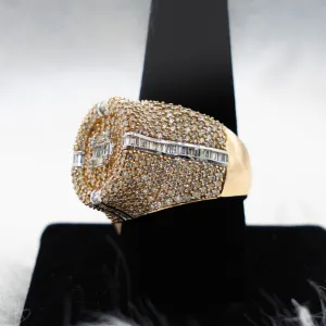 Luxury Ring 10K Yellow Gold With Diamonds Round & Baguette / 15.4gr / Size 10