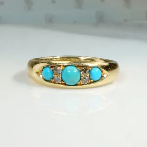 Marvelous Turquoise & Diamond 18ct English Band