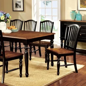 MAYVILLE Black/Antique Oak Dining Table w/ 1x18 Leaf