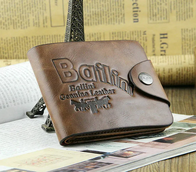 Men's Vintage Wallet Bifold Brown Genuine Leather Top Purse Wallet For Men