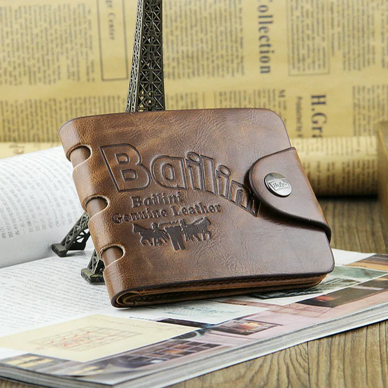 Men's Vintage Wallet Bifold Brown Genuine Leather Top Purse Wallet For Men