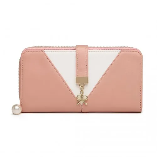 Miss Lulu Two Tone Women's Leather Look Clutch Purse - Pink | Elegant & Practical