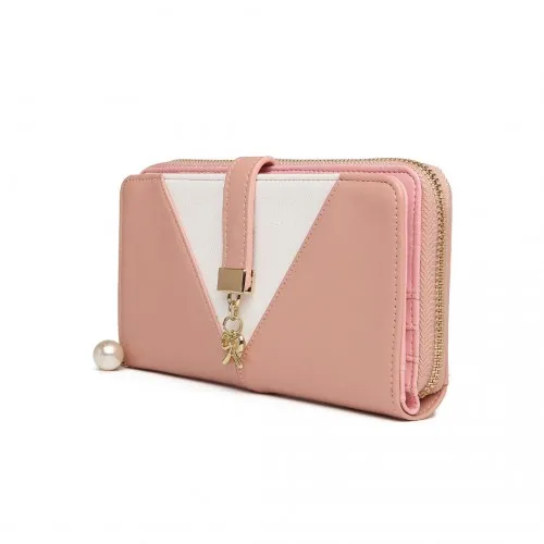 Miss Lulu Two Tone Women's Leather Look Clutch Purse - Pink | Elegant & Practical