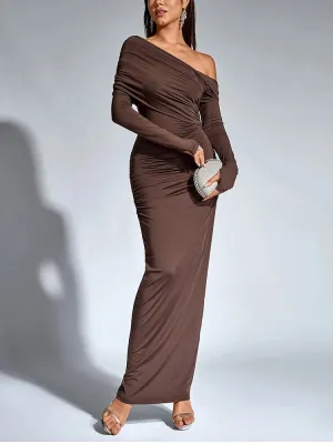 One-Shoulder Wrap Maxi Dress – Perfect for Parties