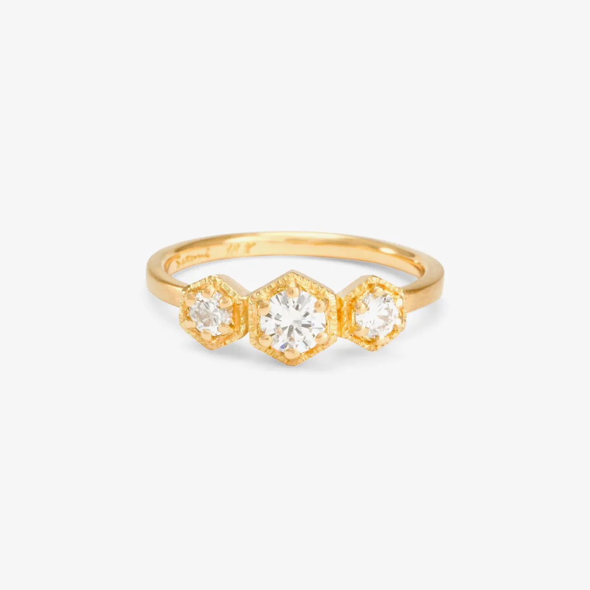 R8401W | Classic White Diamond Triple Hexagon Ring