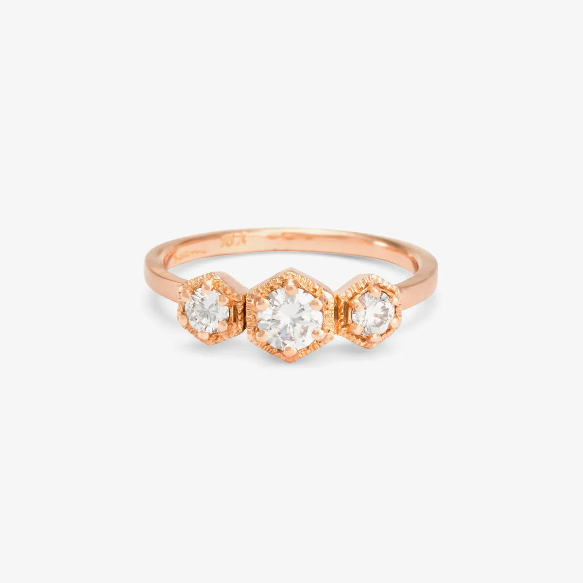 R8401W | Classic White Diamond Triple Hexagon Ring