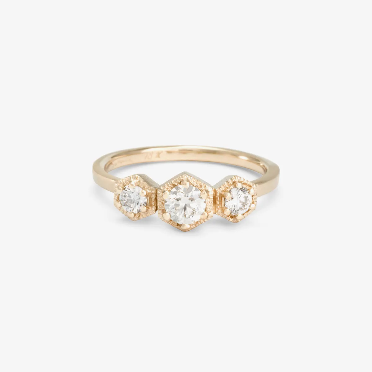 R8401W | Classic White Diamond Triple Hexagon Ring