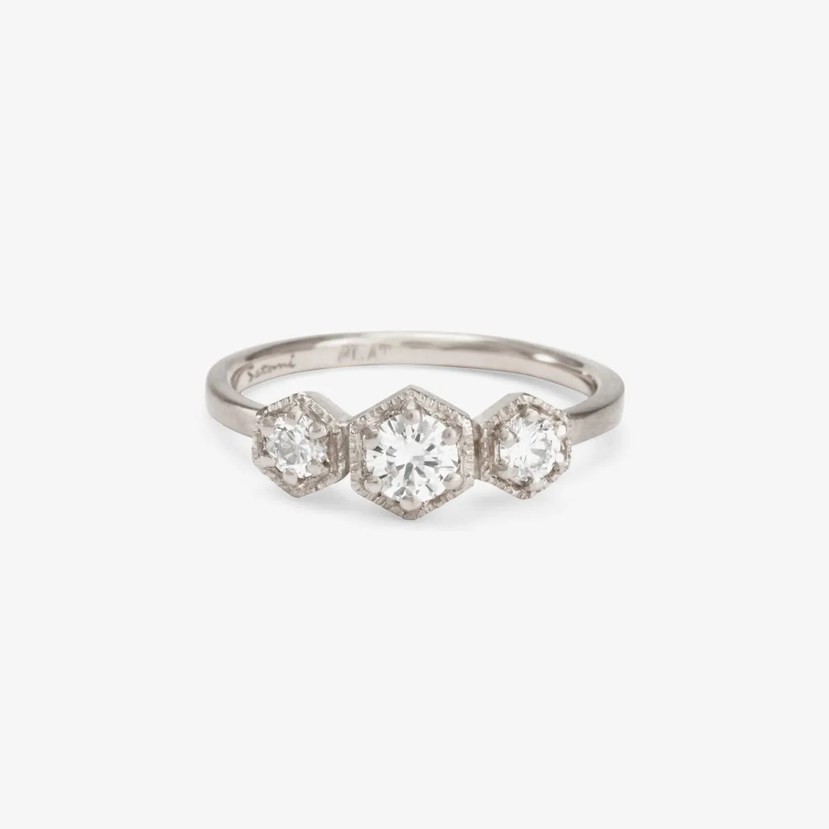 R8401W | Classic White Diamond Triple Hexagon Ring