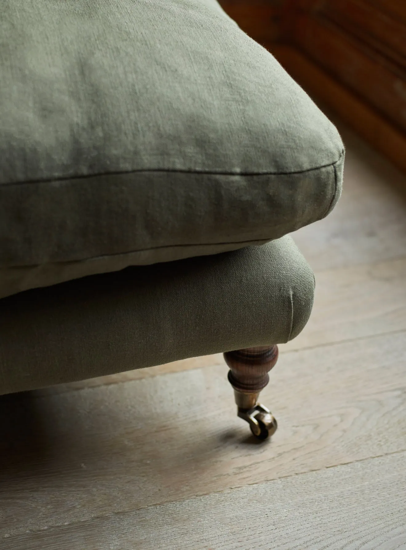 Remy Footstool, Rust Linen