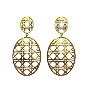 Remy Wicker Gold Oval Link Earrings