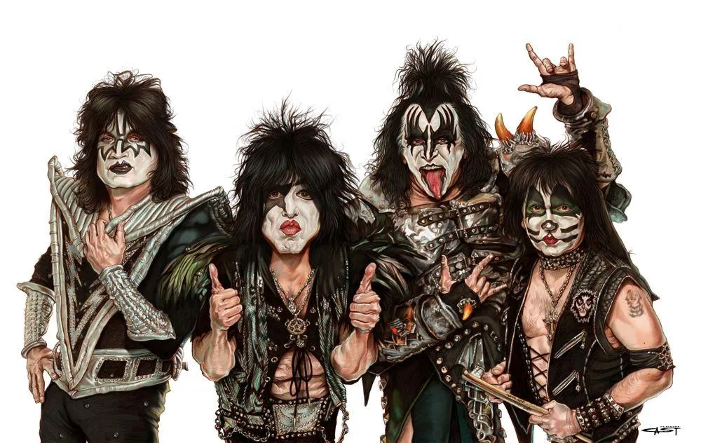 Sebastian Cast - KISS ROCK ON - Musician Caricature - Art Print