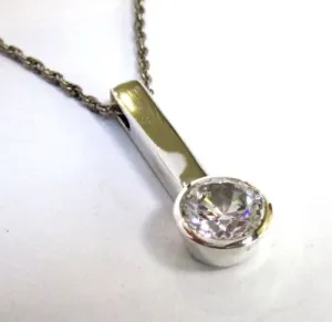 Sterling Silver Pendant with a round Cubic Zirconia