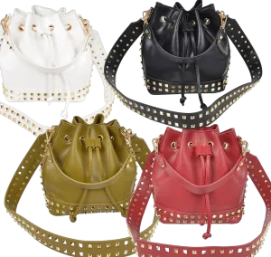 Studded Bucket Crossbody Bag