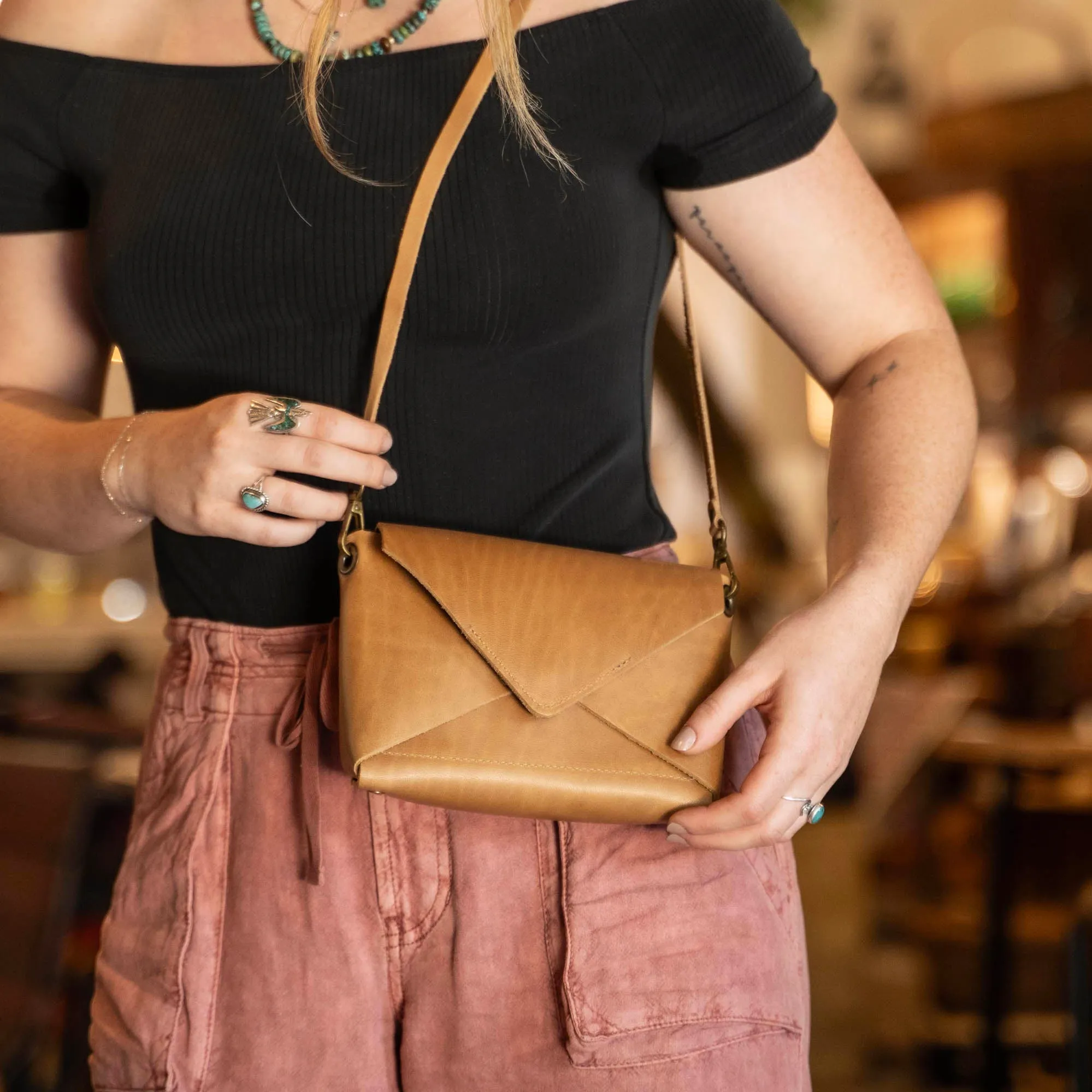 The Cecilia 2.0 - Fine Leather Envelope Purse with Adjustable 3 in 1 Strap