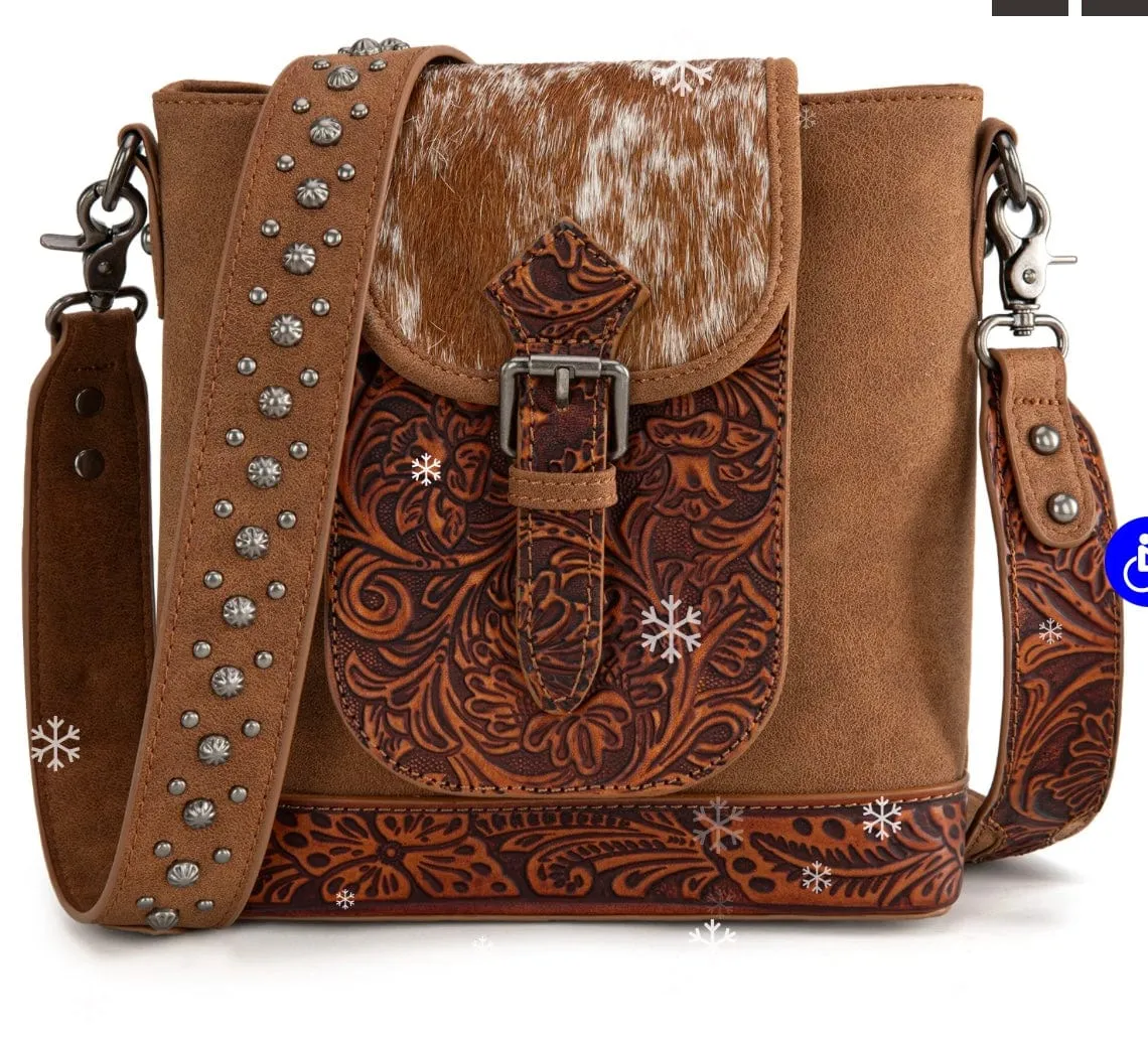 Trinity Ranch Genuine Cowhide Concealed Carry Crossbody Bag