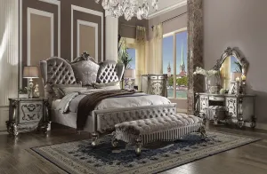 Versailles Velvet & Antique Platinum Queen Bed