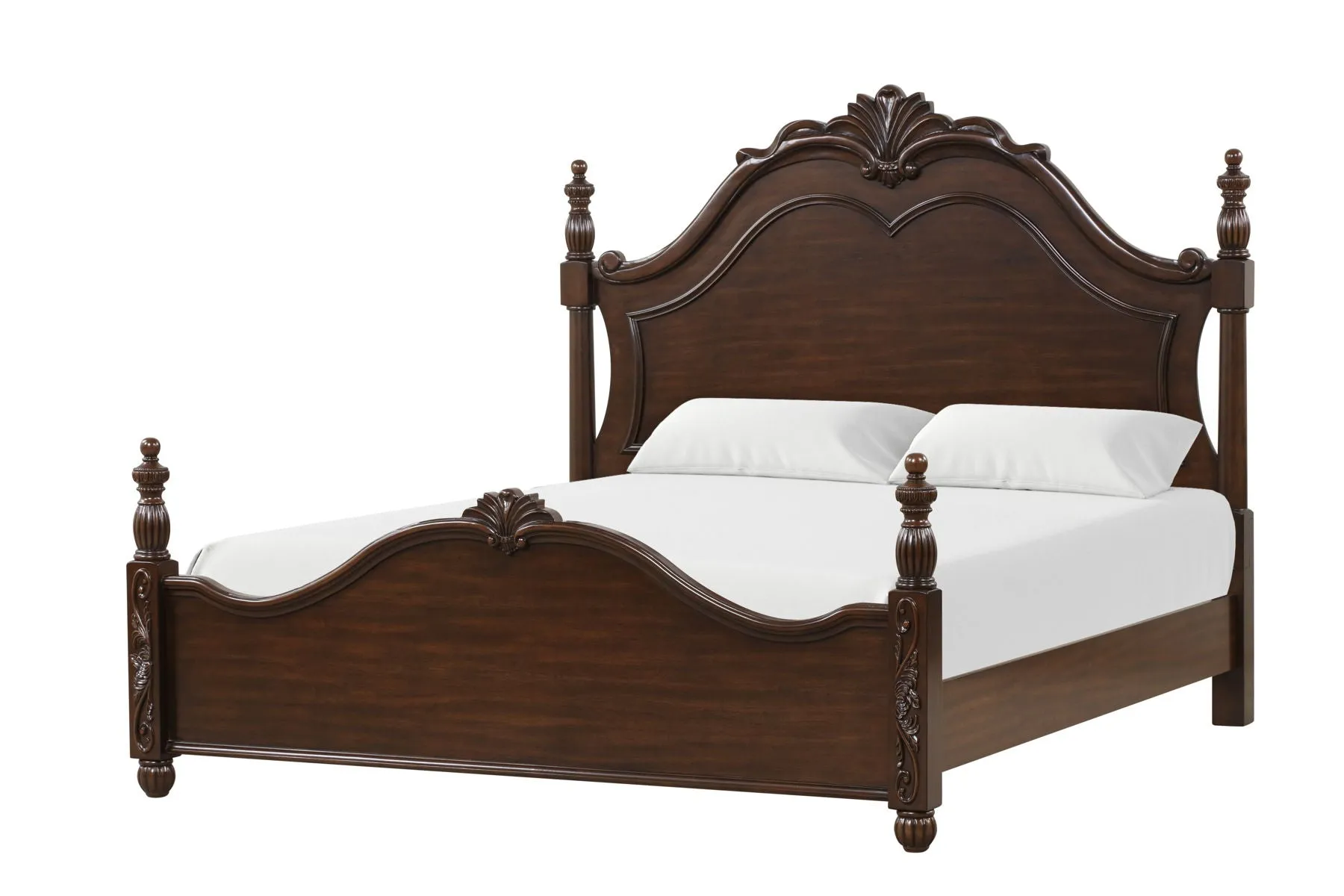 Vienna - 5/0 Queen 5 Piece Bedroom Set (Bed & Dresser & Mirror & 2 Nightstands) - Dark Brown