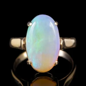 Vintage Cabochon Cut Opal Ring 14Ct Gold Circa 1940