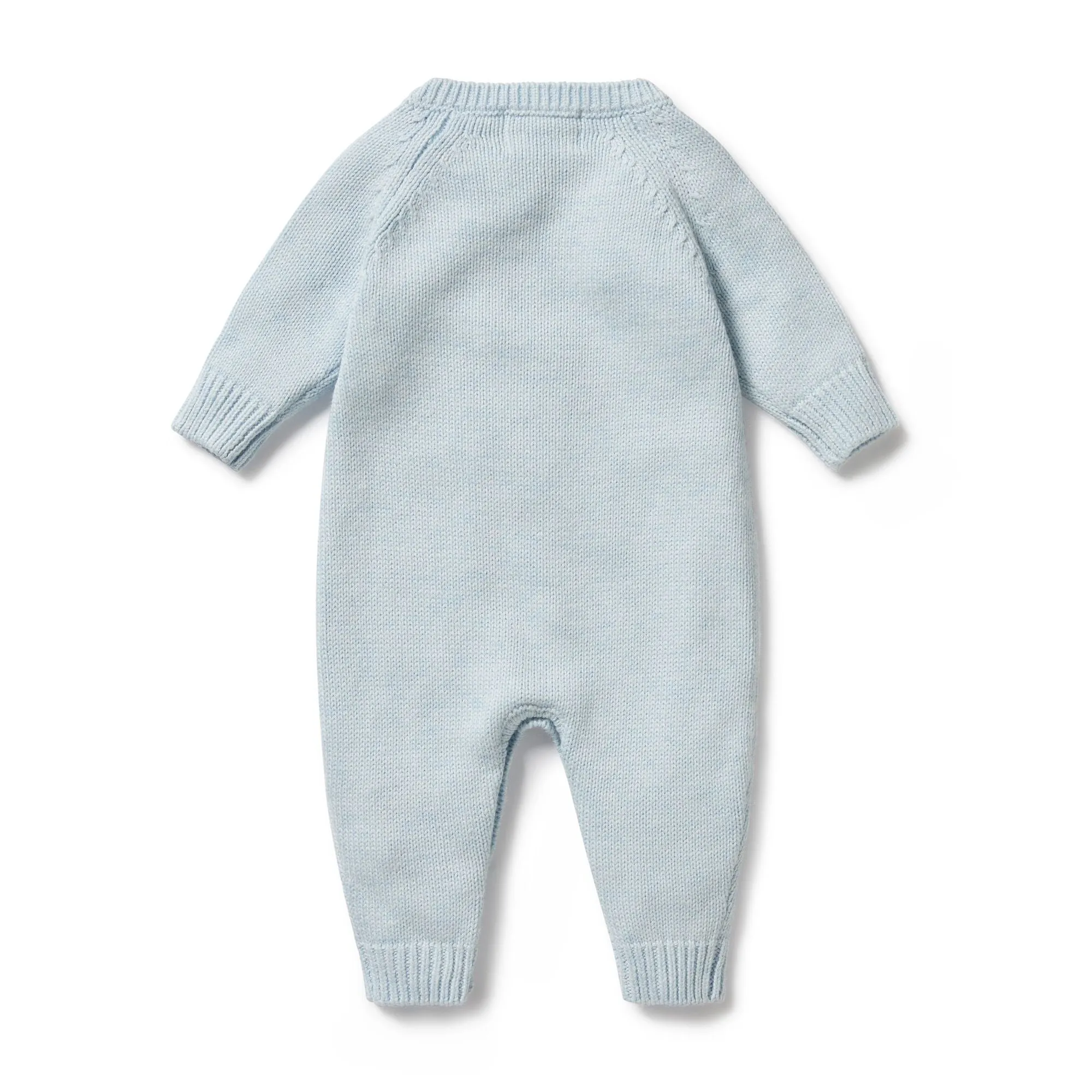 Wilson   Frenchy Knitted Cable Growsuit - Bluebell Fleck