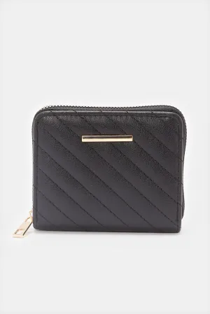 Women Black Textured Purse