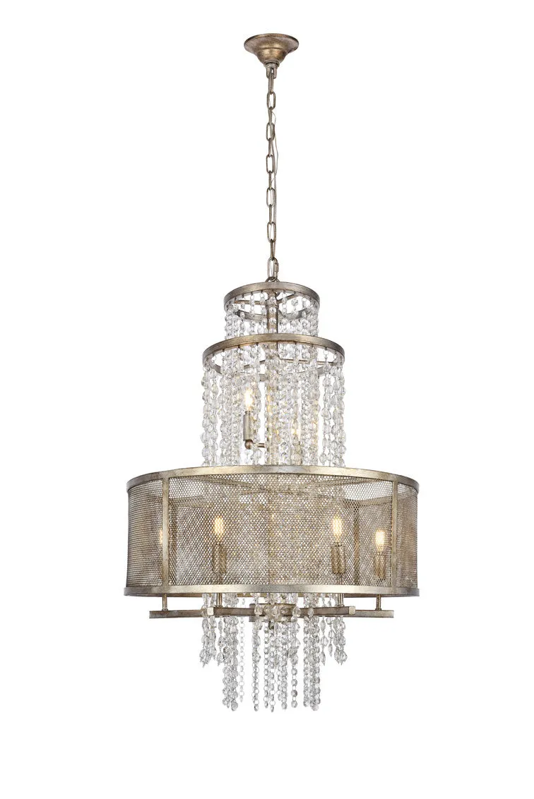 ZC121-1540D24ASL - Urban Classic: Legacy 8 light Antique Sliver Leaf Chandelier Clear Royal Cut Crystal